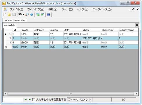 SQLテーブル